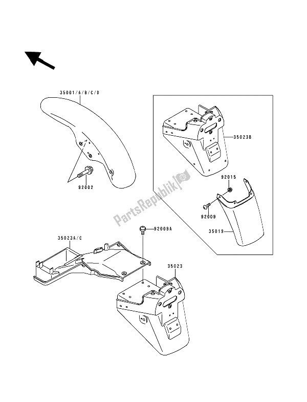 Tutte le parti per il Parafango del Kawasaki Zephyr 750 1994