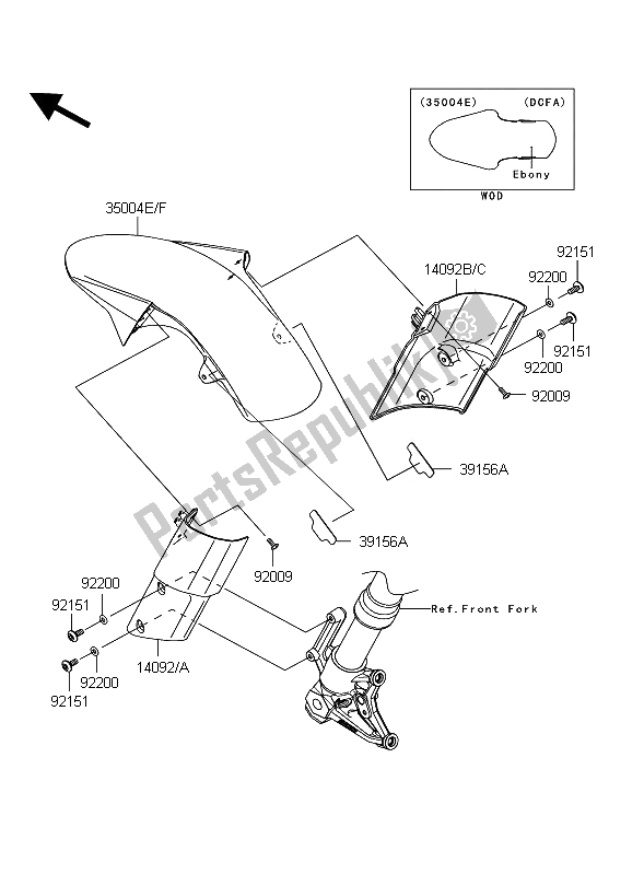 Todas las partes para Guardabarros Delantero de Kawasaki Z 1000 2012