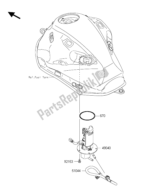 Todas as partes de Bomba De Combustivel do Kawasaki Z 800 ABS 2015