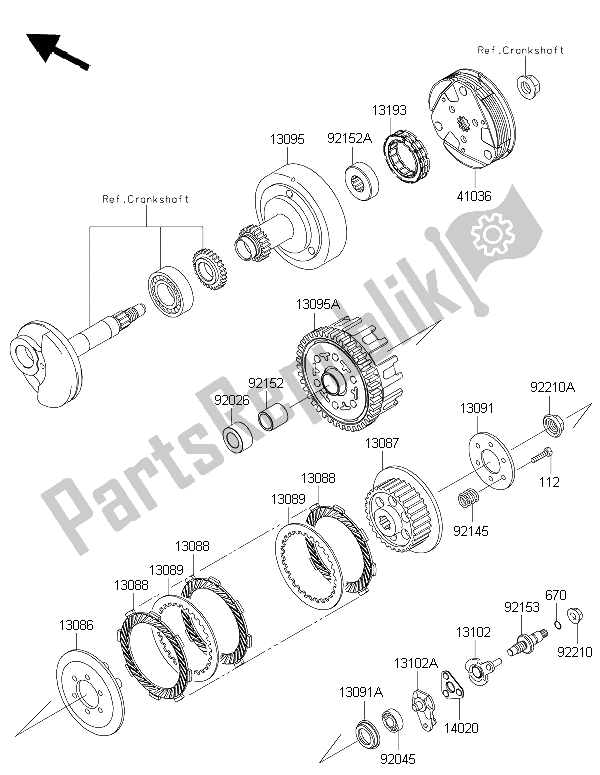 Alle onderdelen voor de Koppeling van de Kawasaki KLX 110 2015