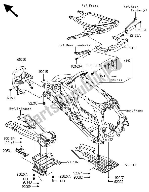 Todas as partes de Guarda (s) do Kawasaki KFX 450R 2014