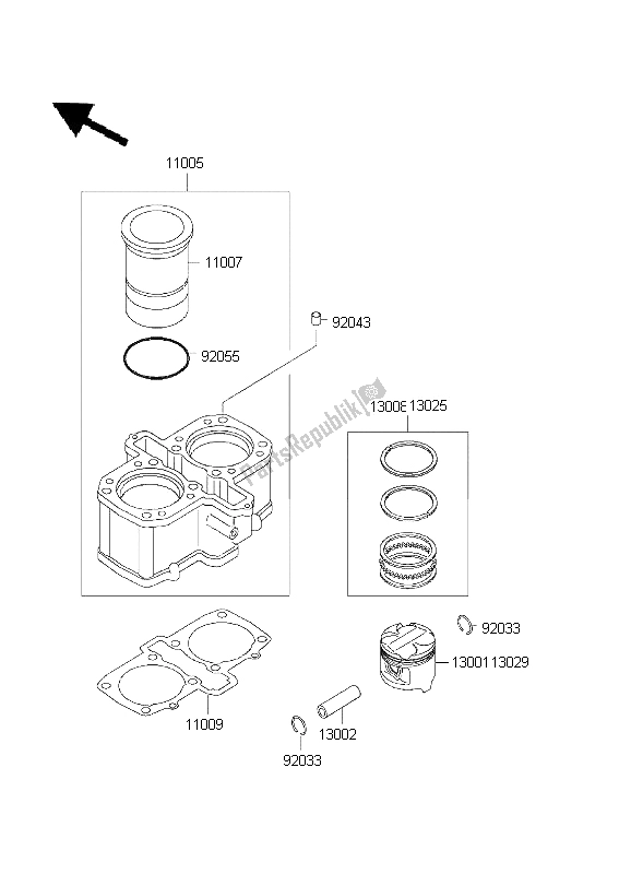 All parts for the Cylinder & Piston of the Kawasaki ER 5 500 2001