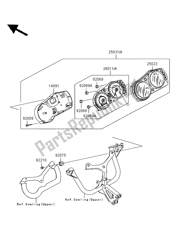 Alle onderdelen voor de Meter van de Kawasaki ER 6F ABS 650 2008