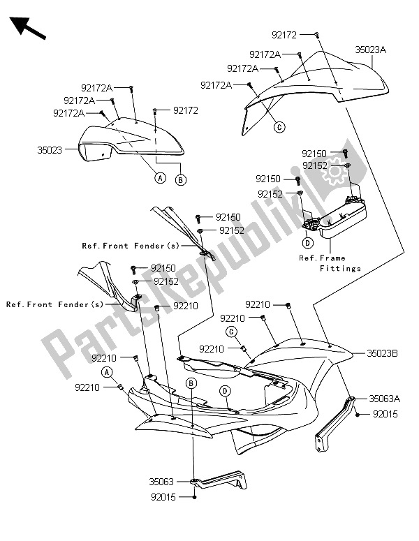 All parts for the Rear Fender(s) of the Kawasaki KFX 450R 2013