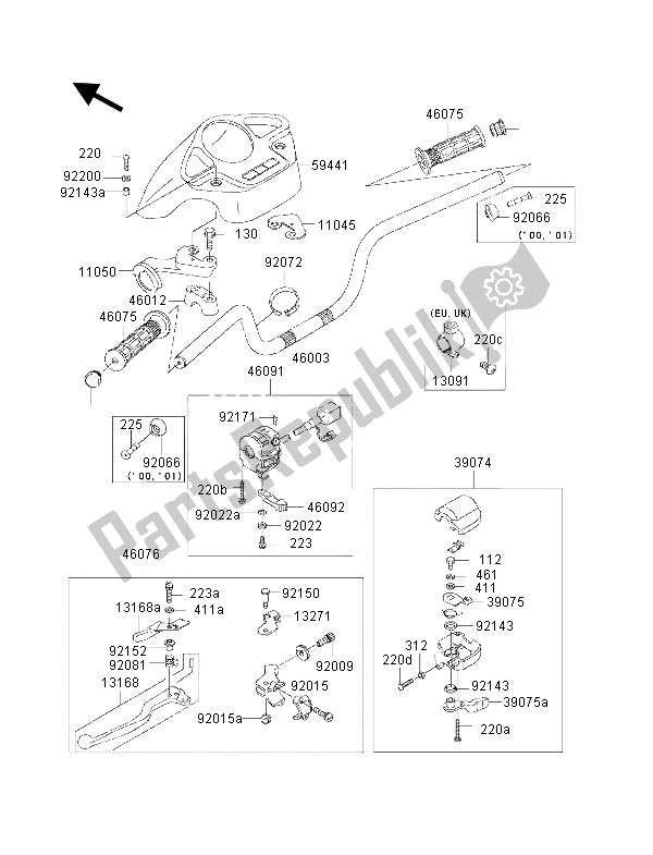 Todas las partes para Manillar de Kawasaki KVF 400 2001