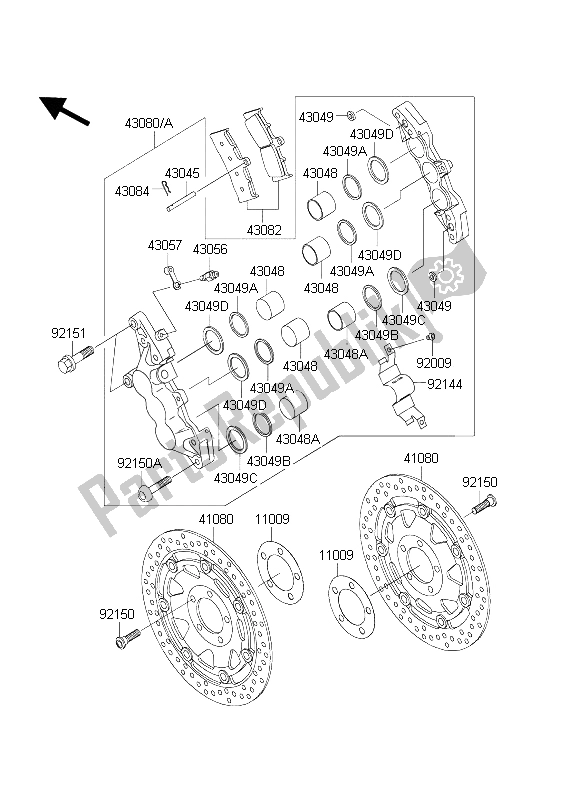 Tutte le parti per il Freno Anteriore del Kawasaki ZXR 1200S 2004