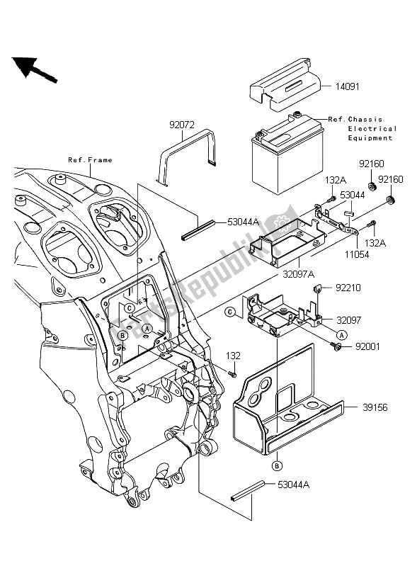 Tutte le parti per il Custodia Della Batteria del Kawasaki ZZR 1400 ABS 2008