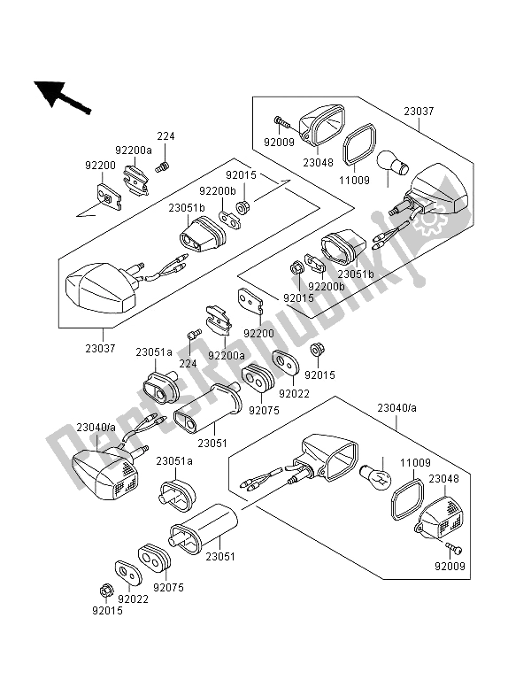 All parts for the Turn Signals of the Kawasaki GPZ 500S 1997