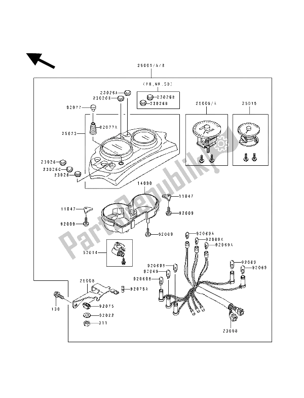 All parts for the Meter(s) of the Kawasaki KLE 500 1994