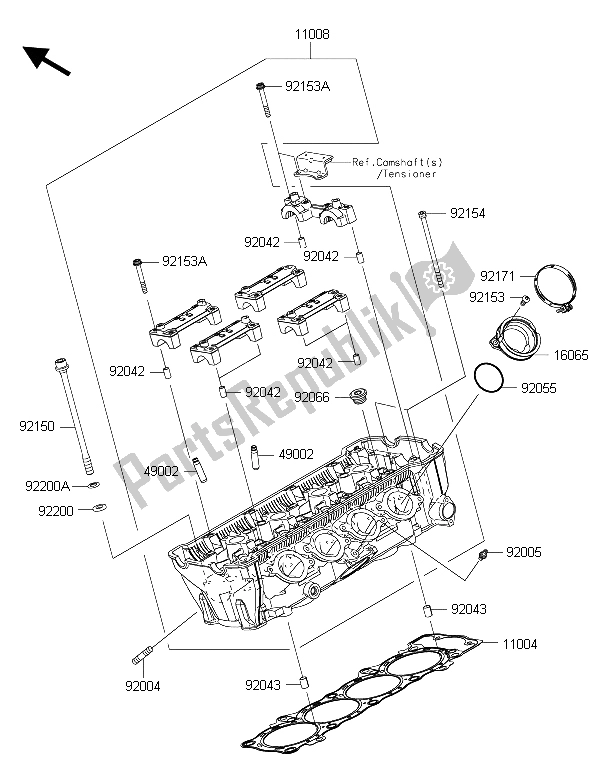 Alle onderdelen voor de Cilinderkop van de Kawasaki Z 1000 SX 2015