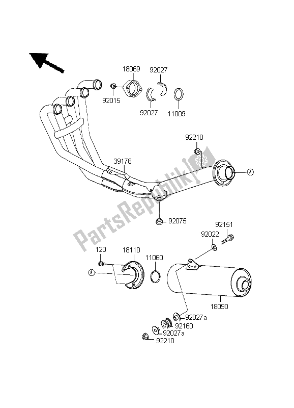 Todas as partes de Silencioso do Kawasaki ZR 7 750 1999