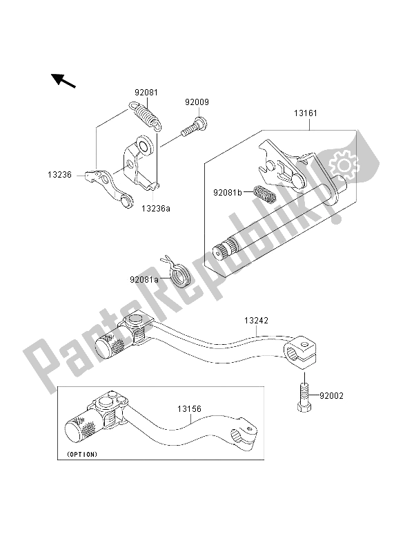 All parts for the Gear Change Mechanism of the Kawasaki KX 65 2000