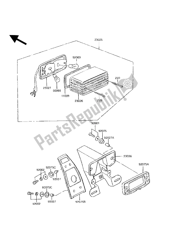 All parts for the Taillight(s) of the Kawasaki GT 750 1992