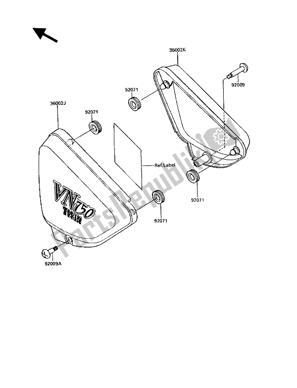 Tutte le parti per il Coperture Laterali del Kawasaki VN 750 Twin 1989