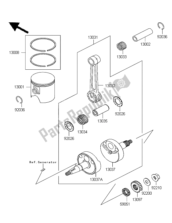 All parts for the Crankshaft & Piston(s) of the Kawasaki KX 65 2006