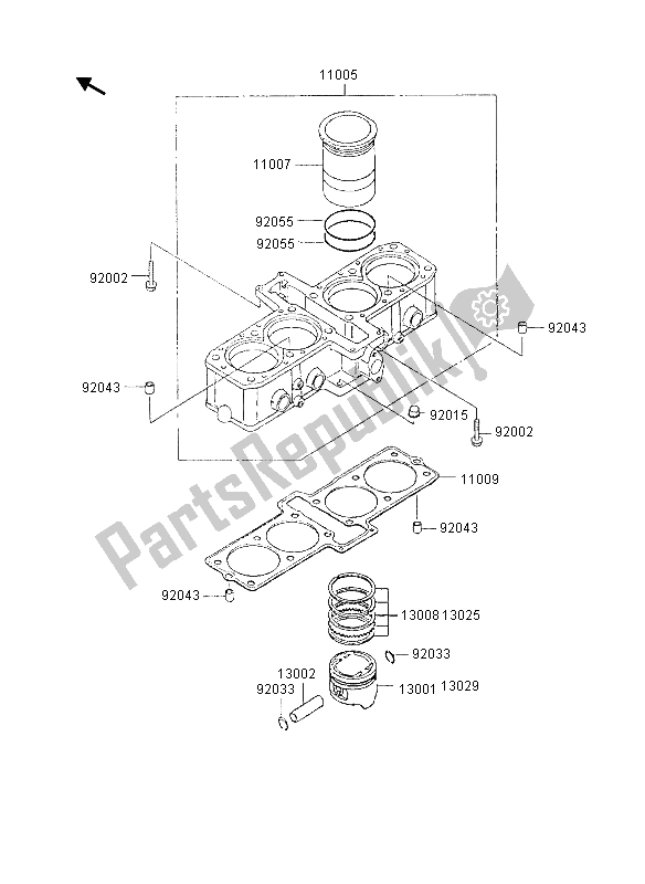 All parts for the Cylinder & Pistons of the Kawasaki GPX 600R 1995