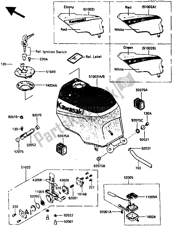 Tutte le parti per il Serbatoio Di Carburante del Kawasaki GPZ 600 1985