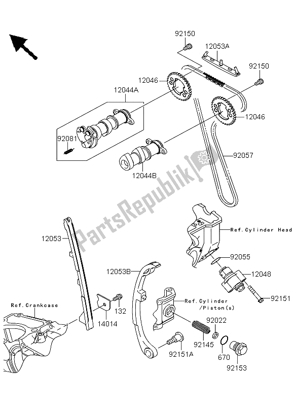 All parts for the Camshaft & Tensioner of the Kawasaki KLX 250 2012