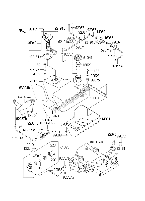 Todas las partes para Depósito De Combustible de Kawasaki KVF 650 4X4 2003