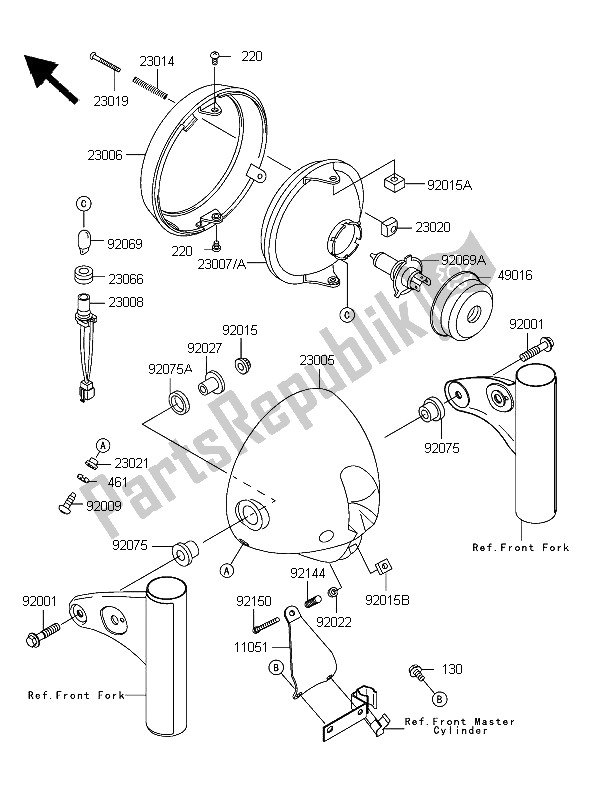 Tutte le parti per il Faro del Kawasaki W 650 2006