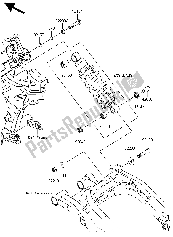 Alle onderdelen voor de Ophanging En Schokdemper van de Kawasaki ER 6N ABS 650 2012