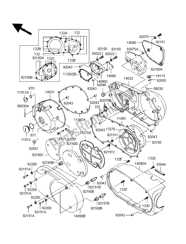 Tutte le parti per il Coperture Del Motore del Kawasaki VN 1500 Classic 1997