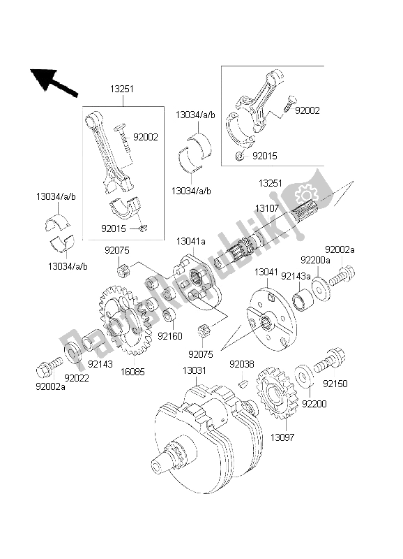All parts for the Crankshaft of the Kawasaki VN 800 Drifter 2001