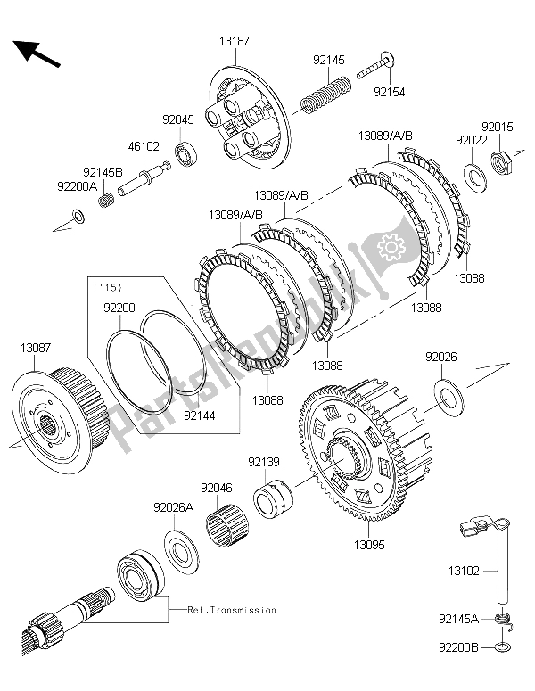 Alle onderdelen voor de Koppeling van de Kawasaki Z 800 ABS 2015