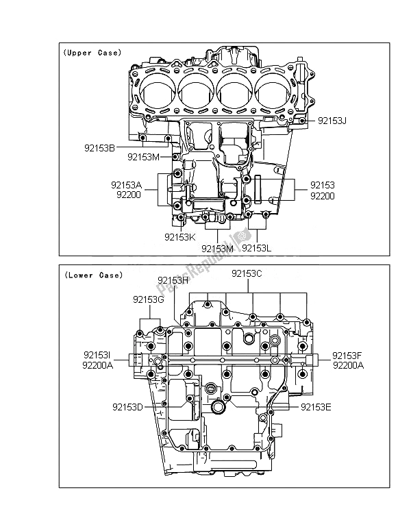 All parts for the Crankcase Bolt Pattern of the Kawasaki ZZR 1400 ABS 2014