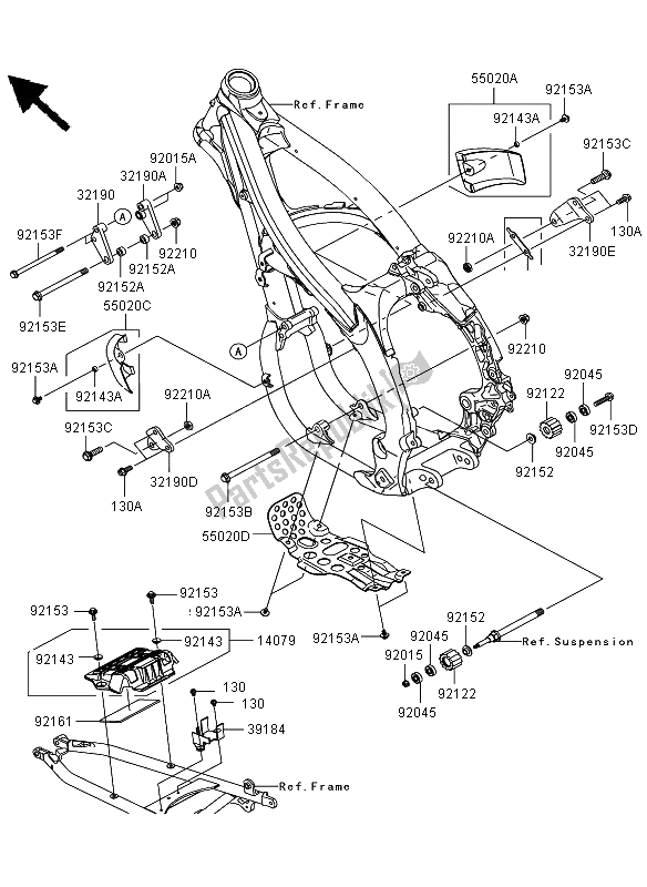 All parts for the Frame Fittings of the Kawasaki KLX 450R 2012