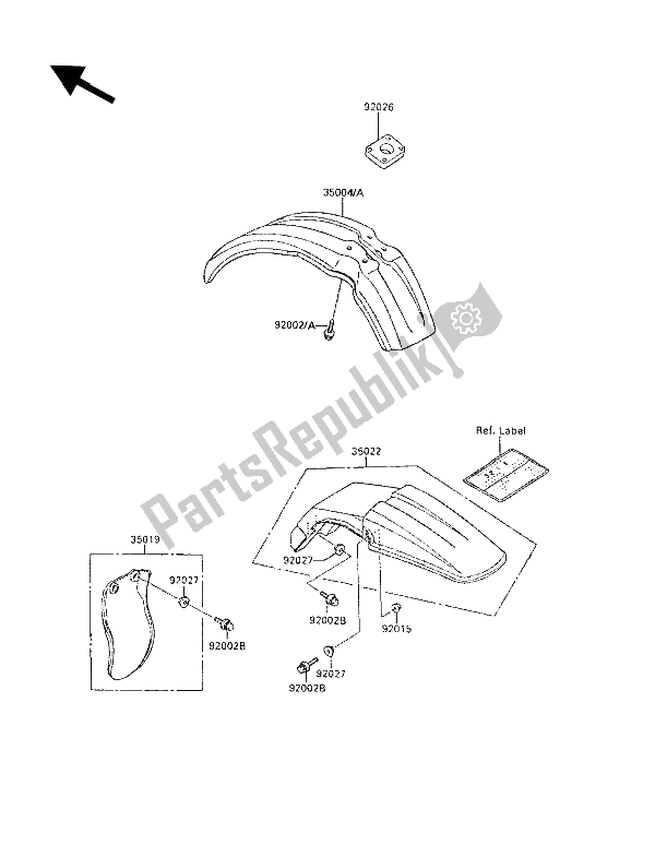 All parts for the Fenders of the Kawasaki KX 80 1989