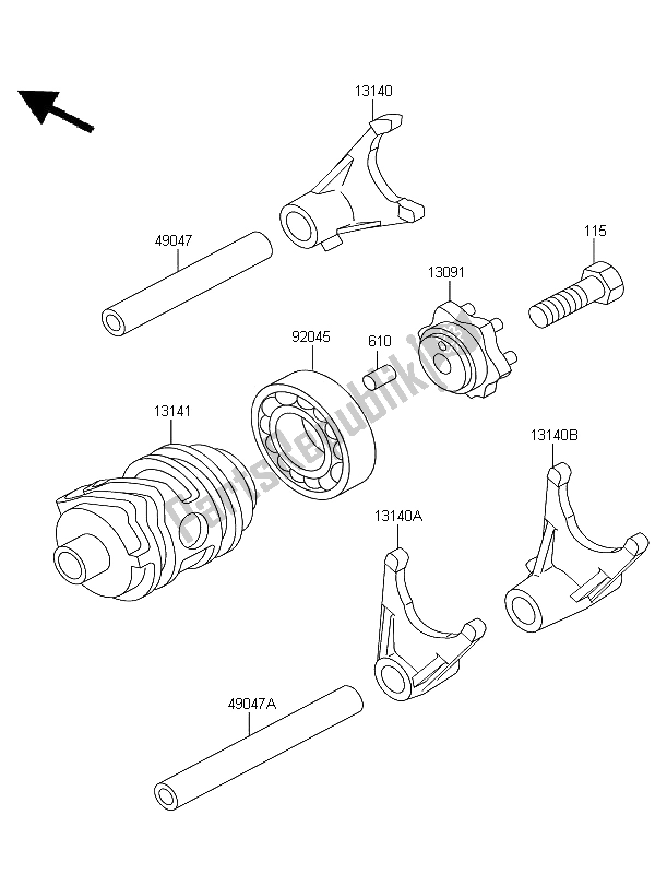 All parts for the Gear Change Drum & Shift Fork of the Kawasaki KX 85 SW LW 2011