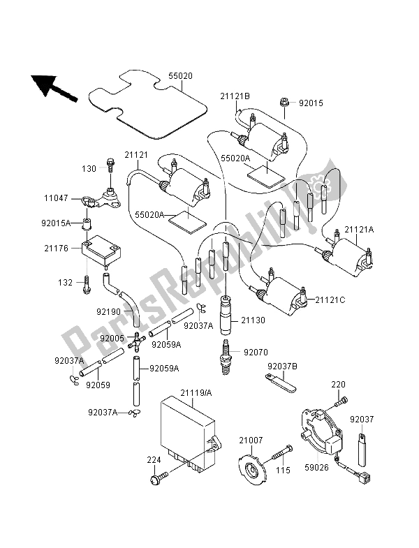 Todas las partes para Sistema De Encendido de Kawasaki Zephyr 1100 1995