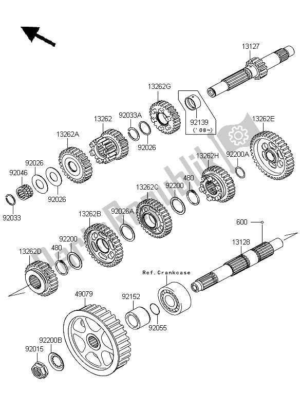 All parts for the Transmission of the Kawasaki VN 900 Custom 2008