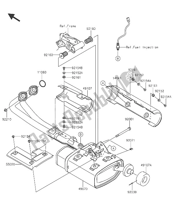 All parts for the Muffler(s) of the Kawasaki Vulcan S ABS 650 2016