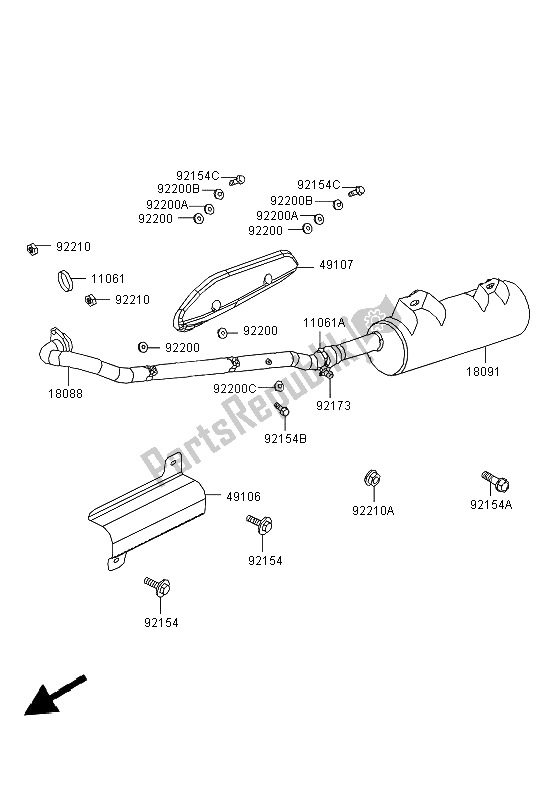 All parts for the Muffler(s) of the Kawasaki KVF 300 2013