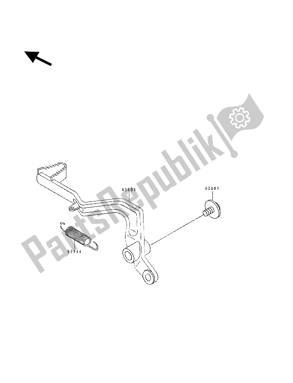 All parts for the Brake Pedal of the Kawasaki KX 80 SW LW 1994