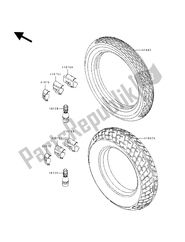 All parts for the Tires of the Kawasaki GPX 250R 1992