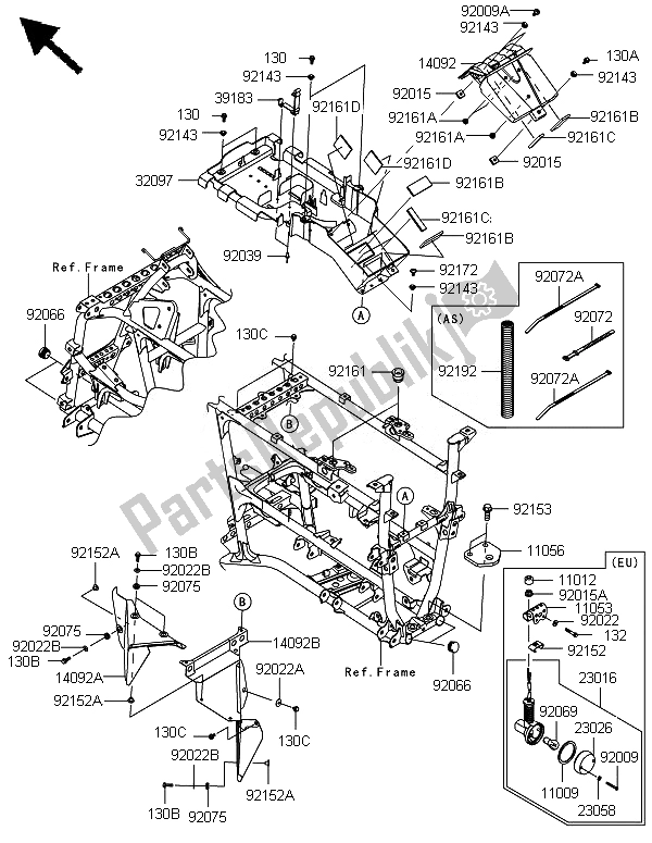 All parts for the Frame Fittings of the Kawasaki Brute Force 750 4X4I Epsgef 2014