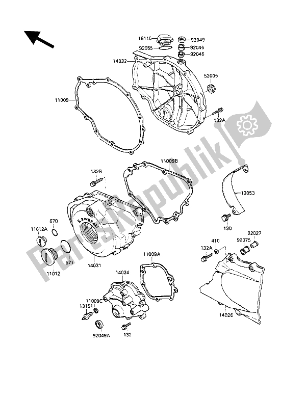 Tutte le parti per il Coperchio (i) Del Motore del Kawasaki GPZ 500S 1987