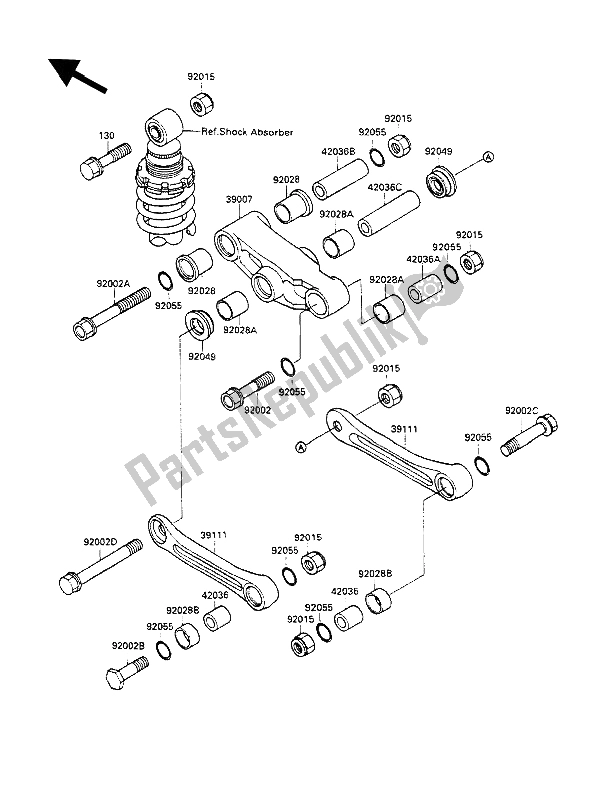 Toutes les pièces pour le Suspension du Kawasaki GPZ 500S 1988