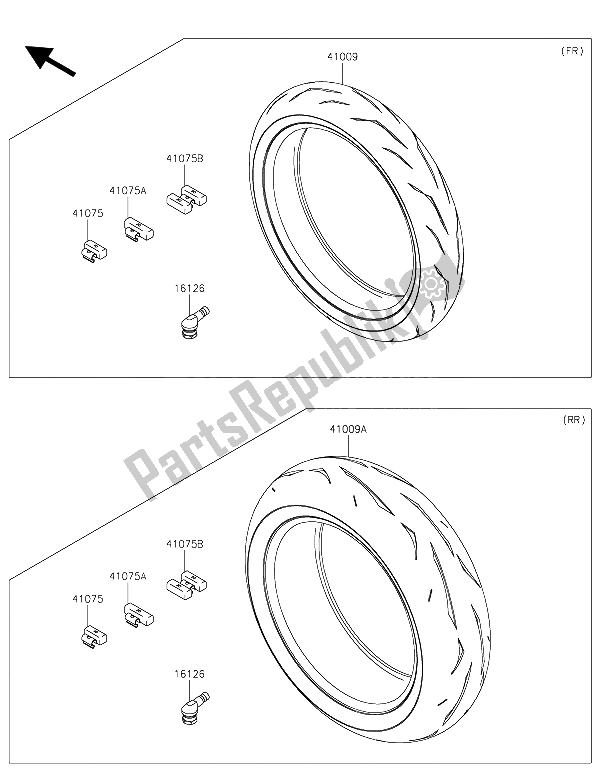 Tutte le parti per il Pneumatici del Kawasaki Ninja H2 1000 2015