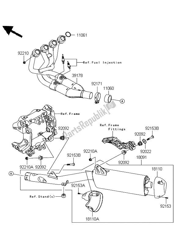 Tutte le parti per il Silenziatore del Kawasaki 1400 GTR 2009