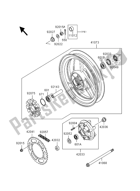 All parts for the Rear Hub of the Kawasaki GPZ 500S 1995