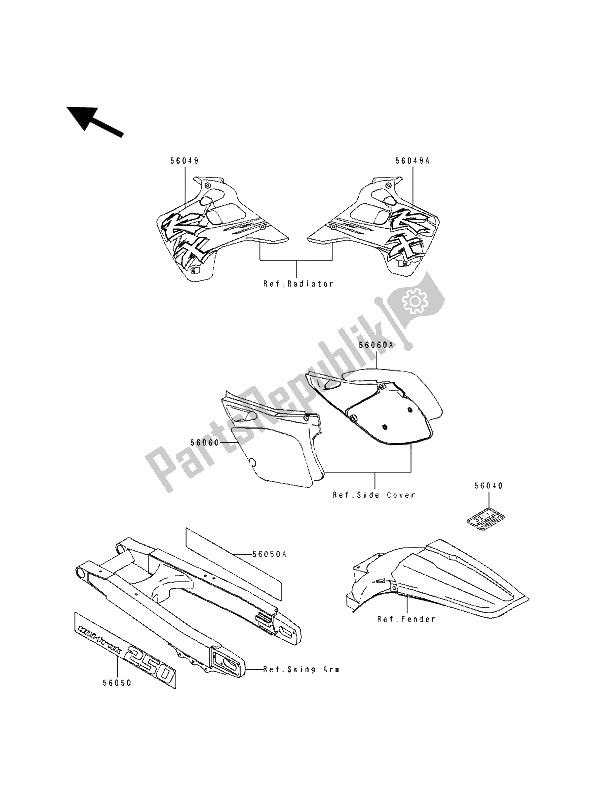 Todas as partes de Rótulo do Kawasaki KX 250 1992