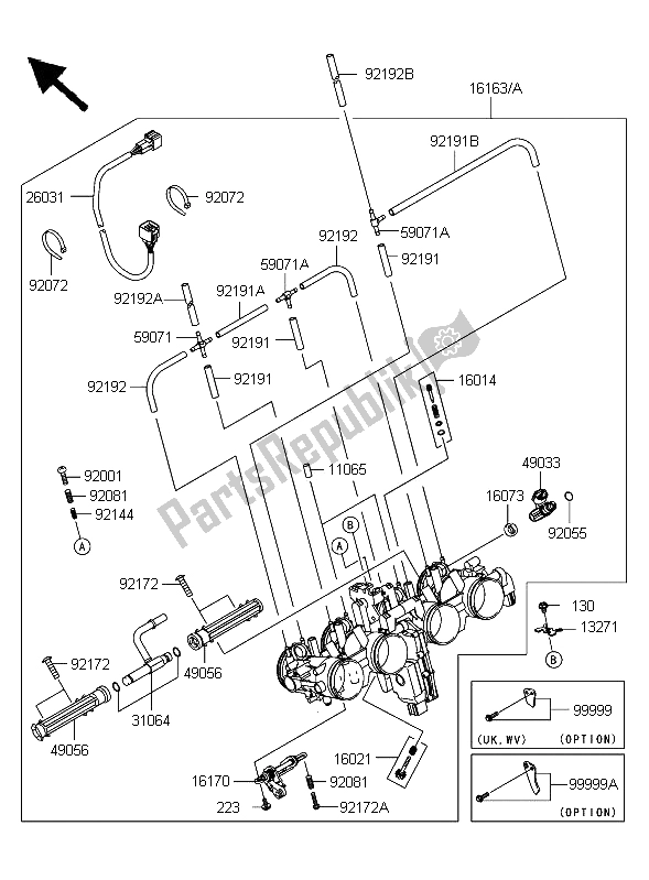 Todas as partes de Acelerador do Kawasaki Z 750S 2006