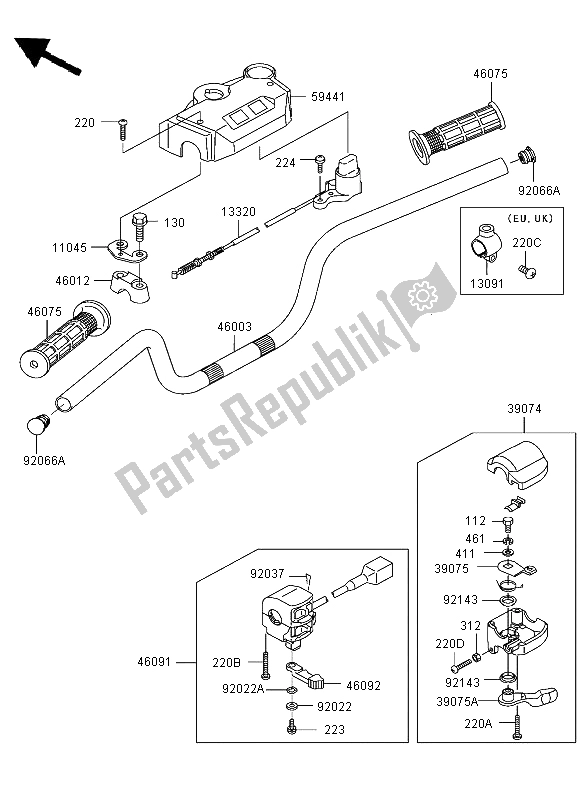 Toutes les pièces pour le Guidon du Kawasaki KLF 300 2004