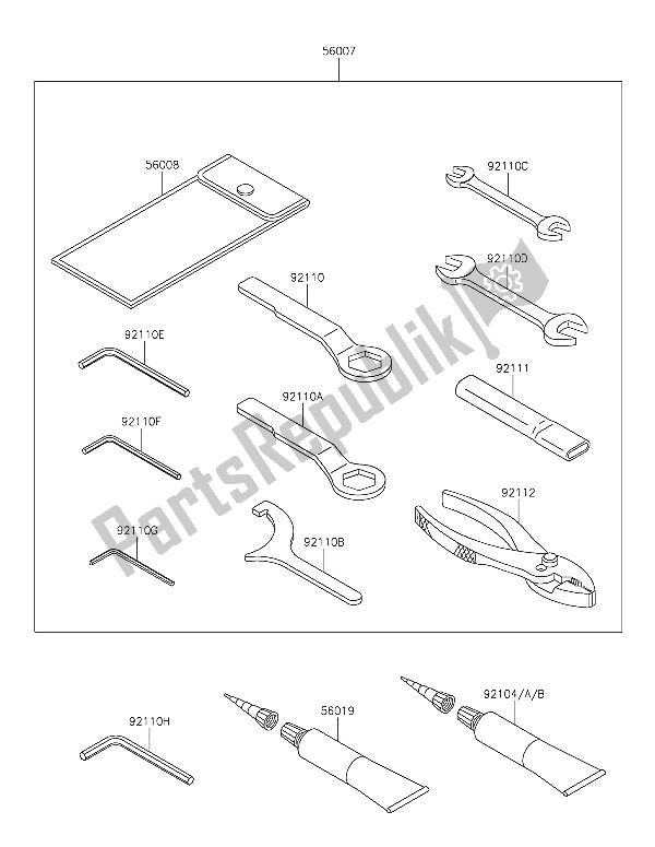 All parts for the Owners Tools of the Kawasaki Vulcan S 650 2016