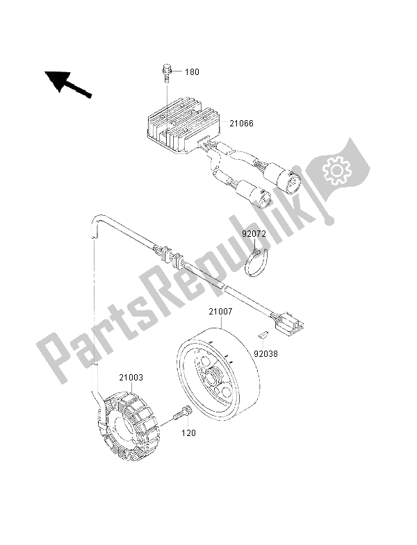 All parts for the Generator of the Kawasaki KVF 300 2000