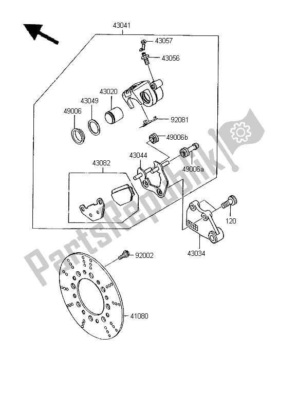 All parts for the Rear Brake of the Kawasaki KMX 125 SW 1995